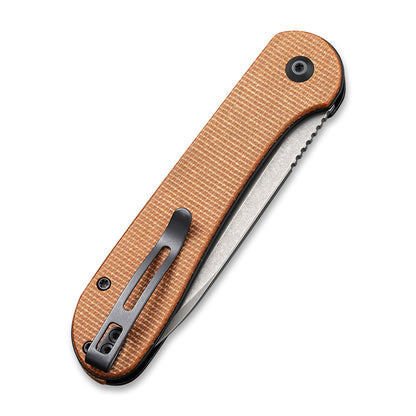 CIVIVI Knives™ Elementum Button Lock C2103D Brown Micarta 14C28N Stainless Steel Pocket Knife