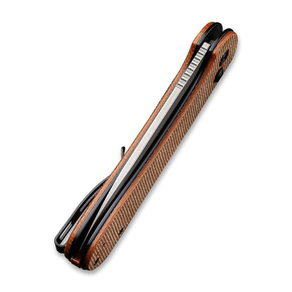 CIVIVI Knives™ Elementum Button Lock C2103D Brown Micarta 14C28N Stainless Steel Pocket Knife