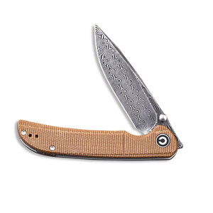 CIVIVI Knives™ Imperium Liner Lock C2107DS-1 Brown Micarta Damascus Steel Pocket Knife