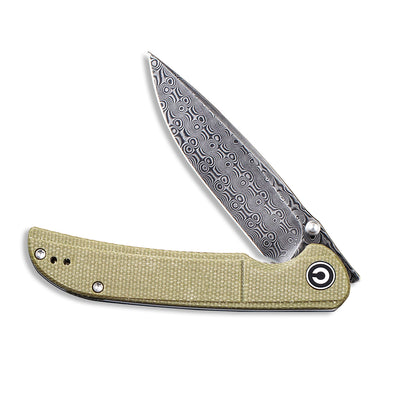 CIVIVI Knives™ Imperium Liner Lock C2107DS-2 Olive Micarta Damascus Steel Pocket Knife