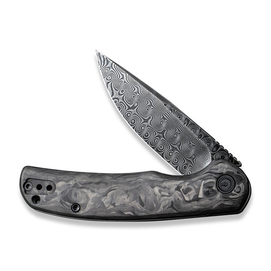CIVIVI Knives™ NOx Frame Lock C2110DS-1 Black Marble Carbon Fiber and Stainless Steel Damascus Steel Pocket Knife