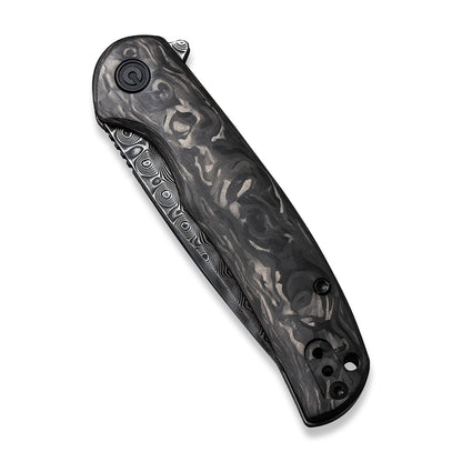CIVIVI Knives™ NOx Frame Lock C2110DS-1 Black Marble Carbon Fiber and Stainless Steel Damascus Steel Pocket Knife