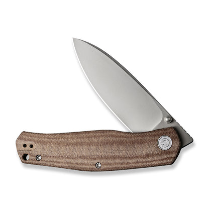 CIVIVI Knives™ Sokoke Liner Lock C22007-3 Brown Linen Micarta 14C28N Stainless Steel Pocket Knife