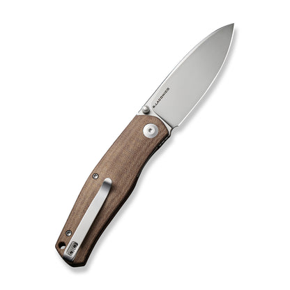 CIVIVI Knives™ Sokoke Liner Lock C22007-3 Brown Linen Micarta 14C28N Stainless Steel Pocket Knife