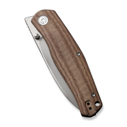 CIVIVI Knives™ Sokoke Liner Lock C22007-3 Brown Linen Micarta 14C28N Stainless Steel Pocket Knife