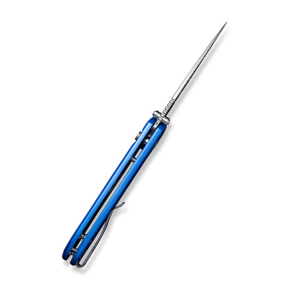 CIVIVI Knives™ Qubit Button Lock C22030E-3 Blue Aluminum 14C28N Stainless Steel Pocket Knife