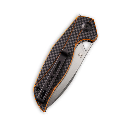 CIVIVI Knives™ Anthropos Liner Lock C903A Carbon Fiber and Orange G10 D2 Stainless Steel Pocket Knife
