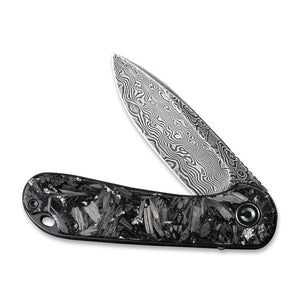 CIVIVI Knives™ Elementum Liner Lock C907C-DS2 Resin-Coated Carbon Fiber and Silvery Shred Damascus Steel Pocket Knife