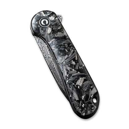 CIVIVI Knives™ Elementum Liner Lock C907C-DS2 Resin-Coated Carbon Fiber and Silvery Shred Damascus Steel Pocket Knife