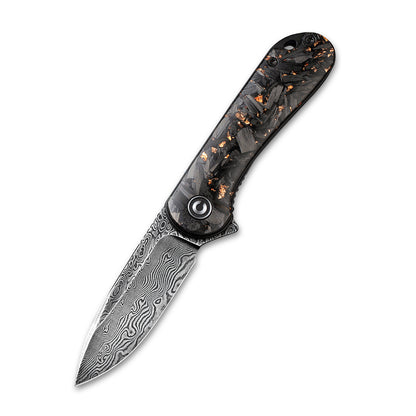 CIVIVI Knives™ Elementum Liner Lock C907C-DS3 Resin-Coated Carbon Fiber and Copper Shred Damascus Steel Pocket Knife