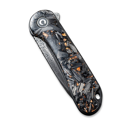 CIVIVI Knives™ Elementum Liner Lock C907C-DS3 Resin-Coated Carbon Fiber and Copper Shred Damascus Steel Pocket Knife