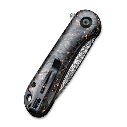 CIVIVI Knives™ Elementum Liner Lock C907C-DS3 Resin-Coated Carbon Fiber and Copper Shred Damascus Steel Pocket Knife