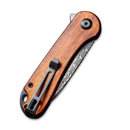 CIVIVI Knives™ Elementum Liner Lock C907DS-2 Cuibourtia Wood Damascus Steel Pocket Knife