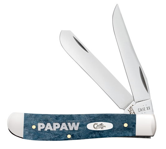 W.R. Case XX Knives Mini Trapper Papaw Mediterranean Blue Bone 10432 Stainless
