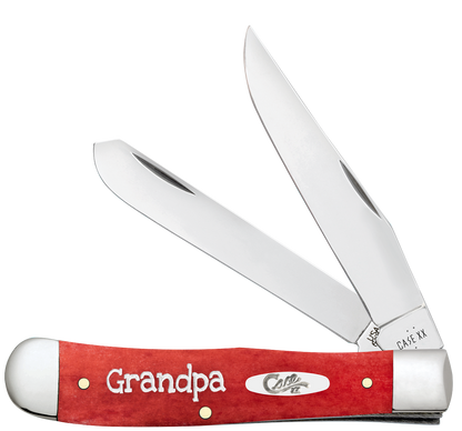 W.R. Case XX Knives Trapper Grandpa Dark Red Bone 10433 Stainless Pocket Knife