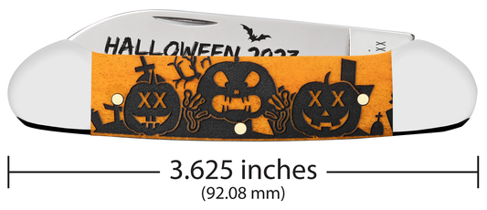 W.R. Case XX Knives 2023 Halloween Canoe 10626 Smooth Persimmon Orange Bone Stainless Steel Pocket Knife