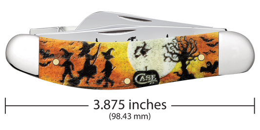 W.R. Case XX Knives Sowbelly Stockman Happy Halloween Orange Color-washed Natural Bone 10640 Stainless Pocket Knife