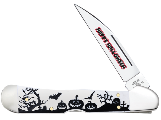 W.R. Case XX Knives Happy Halloween Copperlock White Synthetic 10641 Stainless