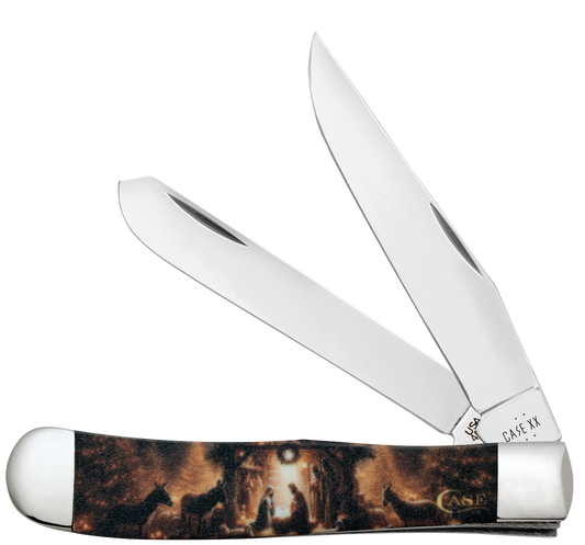 W.R. Case XX Knives Trapper Christmas Manger Scene 10643 Stainless Pocket Knife