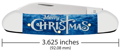 W.R. Case XX Knives Canoe Merry Christmas Navy Blue Bone 10644 Stainless Pocket Knife
