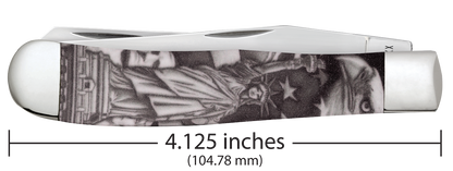W.R. Case XX Knives Trapper Statue of Liberty Black & White Synthetic 10677 Stainless Pocket Knife