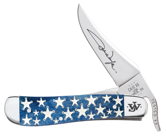 W.R. Case XX Knives John Wayne Russlock 10716 Smooth Navy Blue Bone Stainless Steel Pocket Knife