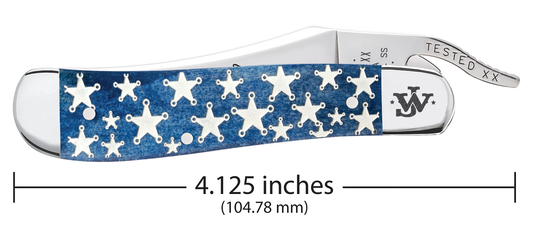 W.R. Case XX Knives John Wayne Russlock 10716 Smooth Navy Blue Bone Stainless Steel Pocket Knife