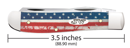 W.R. Case XX Knives Mini Trapper John Wayne U.S. Flag Natural Bone 10718 Stainless Pocket Knife