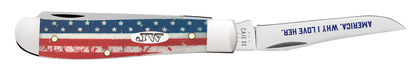 W.R. Case XX Knives Mini Trapper John Wayne U.S. Flag Natural Bone 10718 Stainless Pocket Knife