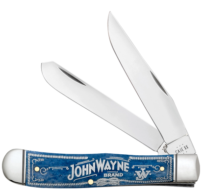 W.R. Case XX Knives Trapper John Wayne Brand Navy Blue Bone 10719 Pocket Knife