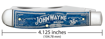 W.R. Case XX Knives Trapper John Wayne Brand Navy Blue Bone 10719 Pocket Knife