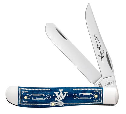 W.R. Case XX Knives Mini Trapper John Wayne Navy Blue Bone 10720 Stainless Pocket Knife