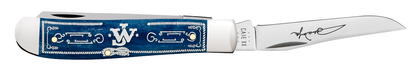 W.R. Case XX Knives Mini Trapper John Wayne Navy Blue Bone 10720 Stainless Pocket Knife