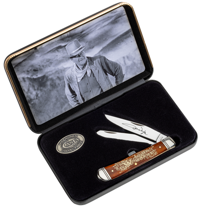 W.R. Case XX Knives Trapper John Wayne Chestnut Bone Stainless Pocket Knife 10721