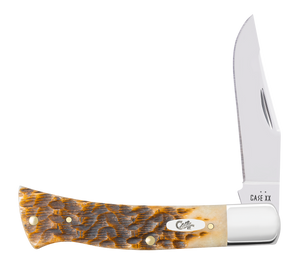 W.R. Case XX Knives Axe Handle Peach Seed Jig Amber Bone 10799 Stainless Pocket Knife