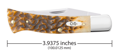 W.R. Case XX Knives Axe Handle Peach Seed Jig Amber Bone 10799 Stainless Pocket Knife