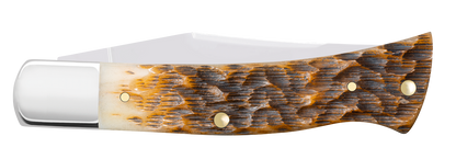 W.R. Case XX Knives Axe Handle Peach Seed Jig Amber Bone 10799 Stainless Pocket Knife