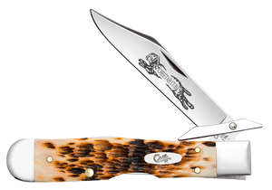 W.R. Case XX Knives Cheetah Cub Peach Seed Amber Bone 10812 Stainless Pocket Knife