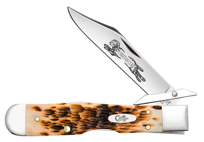 W.R. Case XX Knives Cheetah Cub Peach Seed Amber Bone 10812 Stainless Pocket Knife