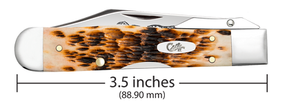 W.R. Case XX Knives Cheetah Cub Peach Seed Amber Bone 10812 Stainless Pocket Knife