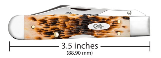 W.R. Case XX Knives Cheetah Cub Peach Seed Amber Bone 10812 Stainless Pocket Knife