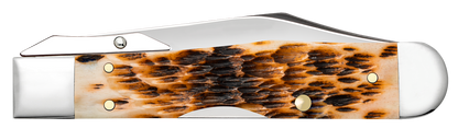W.R. Case XX Knives Cheetah Cub Peach Seed Amber Bone 10812 Stainless Pocket Knife