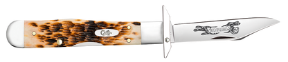 W.R. Case XX Knives Cheetah Cub Peach Seed Amber Bone 10812 Stainless Pocket Knife