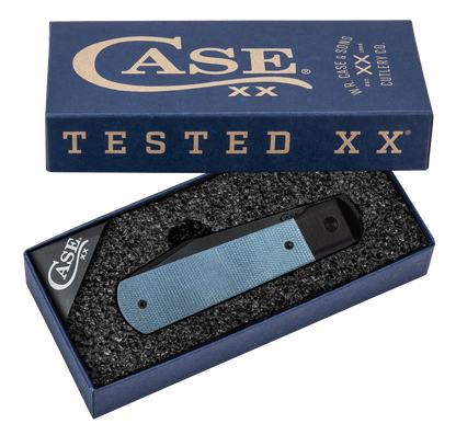 W.R. Case XX Knives Longhouse Liner Lock Blue Denim Canvas Micarta 10845 CPM-20CV Pocket Knife