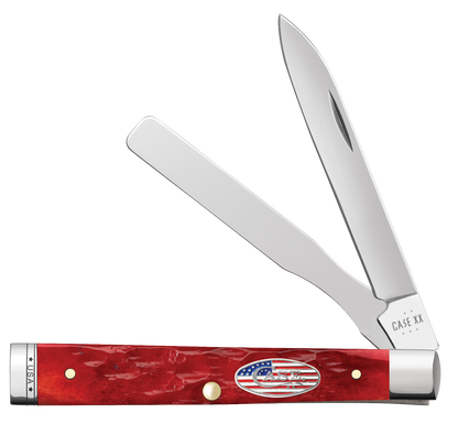 W.R. Case XX Knives Baby Doc Stars & Stripes Dark Red Bone 10847 Stainless Pocket Knife