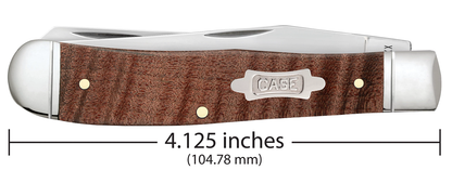 W.R. Case XX Knives Smooth Curly Maple Wood Trapper 10849 Stainless Pocket Knife