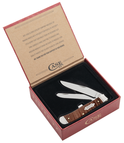 W.R. Case XX Knives Smooth Curly Maple Wood Trapper 10849 Stainless Pocket Knife