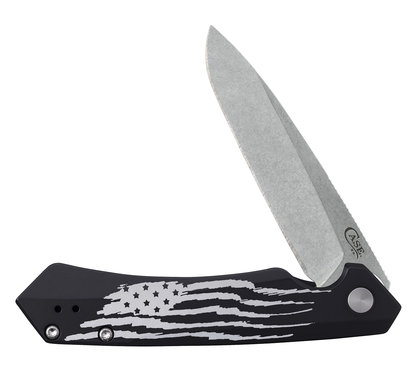 W.R. Case XX Knives Kinzua U.S. Flag 10857 Black Aluminum S35VN Steel Pocket Knife