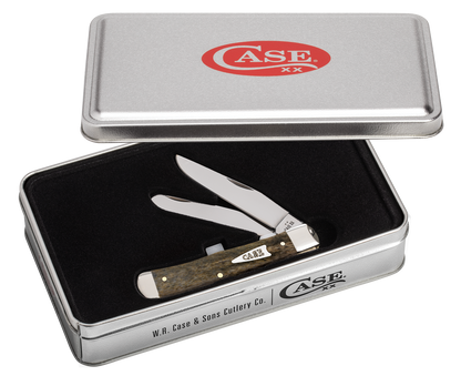 W.R. Case XX Knives Trapper SHOT Show Smooth Olive Green Bone 10865 Stainless Pocket Knife