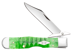 W.R. Case XX Knives Cheetah Cub Gator Jig Bright Green Bone 11446 Stainless Pocket Knife